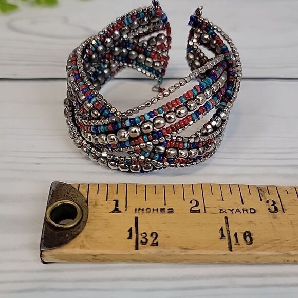 Unbranded Bracelet Multicolor Beaded Boho Cuff - Picture 5 of 5